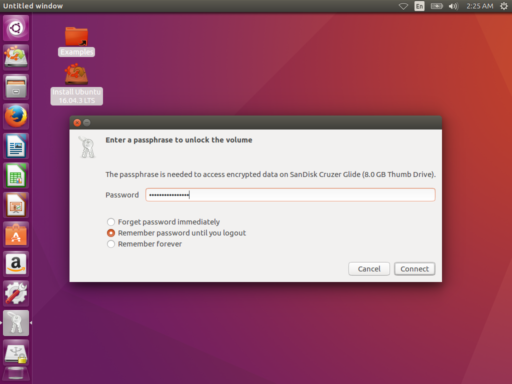 USB luks password prompt